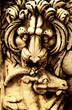 Hunting lion. Ancient sculpture
