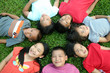 Asian children having fun in the park.