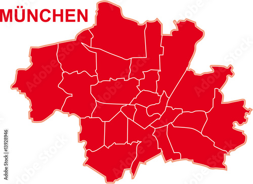 Vektor: Karte mit Bezirtken von München Karte mit Bezirtken von München