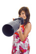 Photographie : asian girl with cam and huge lens