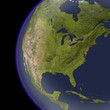 North America from space, shaded relief map. North America from space, shaded relief map.