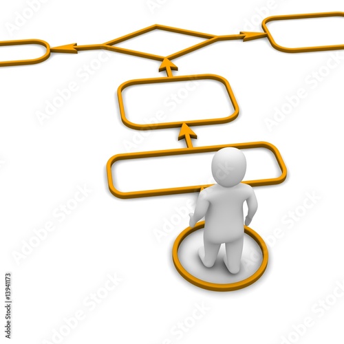 Illustration: Man and diagram. 3d rendered illustration isolated on white. Man and diagram. 3d rendered illustration isolated on white.