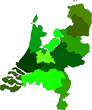 Landkarte Niederlande mit Regionen grün