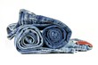 Gerollte Blue Jeans