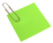 trombone sur post-it vert en papier recyclé