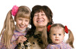 Happy family grandmother and two granddaughter.