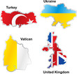 isolated european flags in map shape