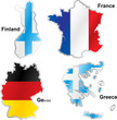 isolated european flags in map shape