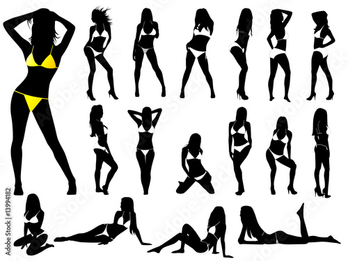 Vektor: Girls in Bikinis - Vector (High Detail) Easy change colors Girls in Bikinis - Vector (High Detail) Easy change colors