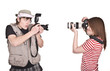 Photographer couple with digital camera. Photographer couple with digital camera.