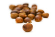 Many chestnuts isolated on the white background