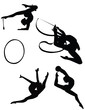 Girls training rhythmic gymnastics