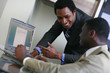 African business men  working