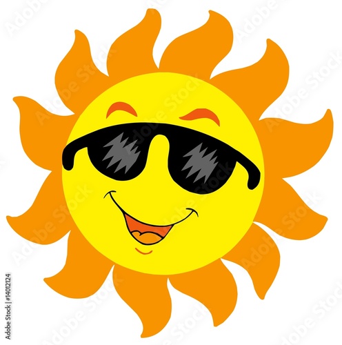 cool cartoon sunglasses. Cartoon Sun with sunglasses