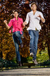 Photo: Young couple in love jumping Young couple in love jumping