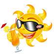 Happy sun drinking orange juice