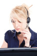 Photo: Young woman with headphone on white background Young woman with headphone on white background
