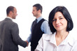 Business team - smiling woman and two happy business men Business team - smiling woman and two happy business men
