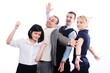 Happy business team on an isolated white background Happy business team on an isolated white background