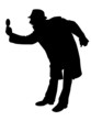 Illustration: man looking through magnifier man looking through magnifier