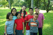 Asian children having fun in the park.