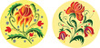 Two folk styled floral ornaments. Vector illustration
