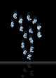 Falling currency symbols