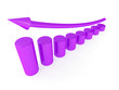 metallic columns of diagram with arrow rising upwards metallic columns of diagram with arrow rising upwards