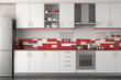 interior design of modern red kitchen