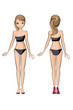 girl's body silhouette, type frontal and behind girl's body silhouette, type frontal and behind