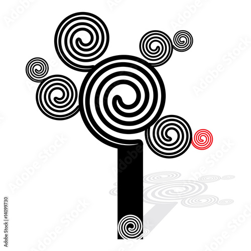 black and white tree photos. Spiral coil tree, lack and