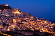 view by night old italian village at twilight view by night old italian village at twilight