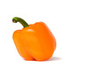 Single fresh orange paprika isolated on white