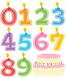 Numbered Birthday Candles Set with Cake