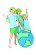 Enfants montrant les continents