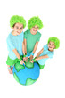 Enfants montrant les continents