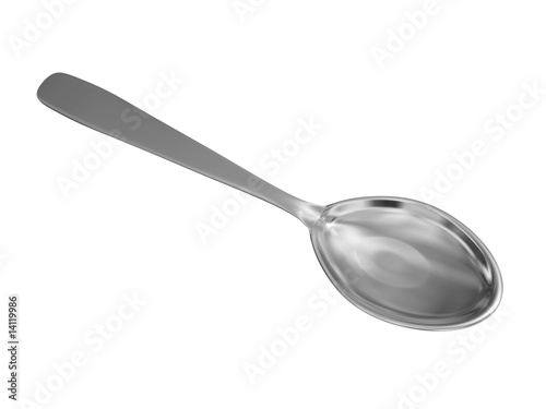 Illustration: metal chrome spoon isolated on white metal chrome spoon isolated on white