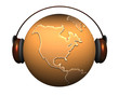 music earth with headphones