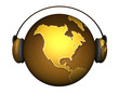 music earth with headphones