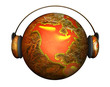 music earth with headphones