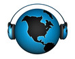 music earth with headphones