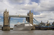 Cruiise ship passing Tower bridge in London Cruiise ship passing Tower bridge in London