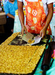 cook preparing nuts cake