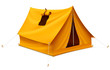 Photo : yellow tourist tent for travel and camping isolated