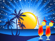Summer party night with alchoolic drinks
