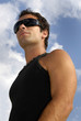 Handsome young man posing outdoors