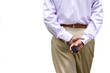 Man surprising with jewelry behind his back, cut out