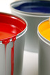 Photo: Printing press inks, cyan, magenta, yellow Printing press inks, cyan, magenta, yellow
