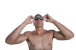 Photo: young swimmer man wearing goggles, cut out young swimmer man wearing goggles, cut out