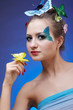 model with butterfly bodyart model with butterfly bodyart